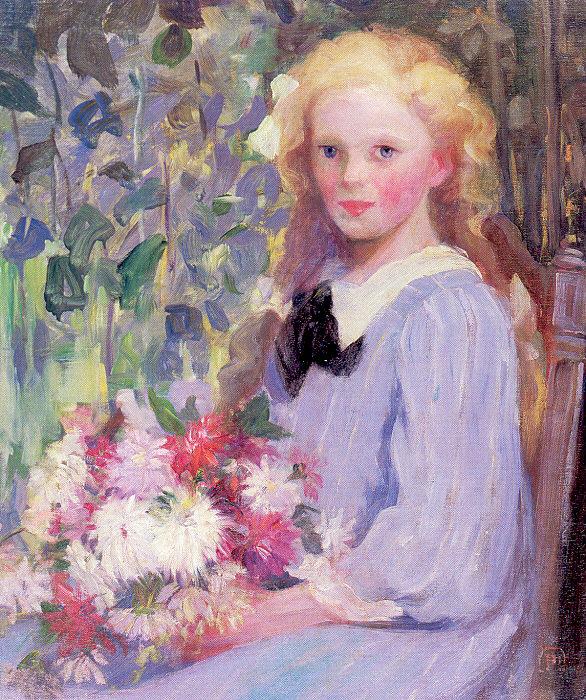 Palmer, Pauline Girl with Flowers Sweden oil painting art
